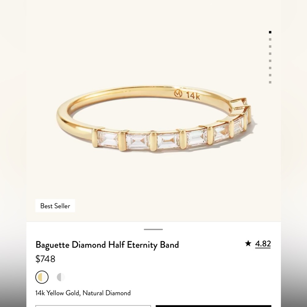 mejuri baguette diamond half eternity band